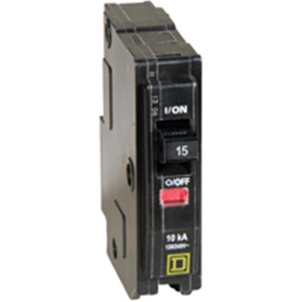 Circuit Breaker, QO Series, 15A, 1 Pole, 120/240V AC, 10kA at 120/240V AC